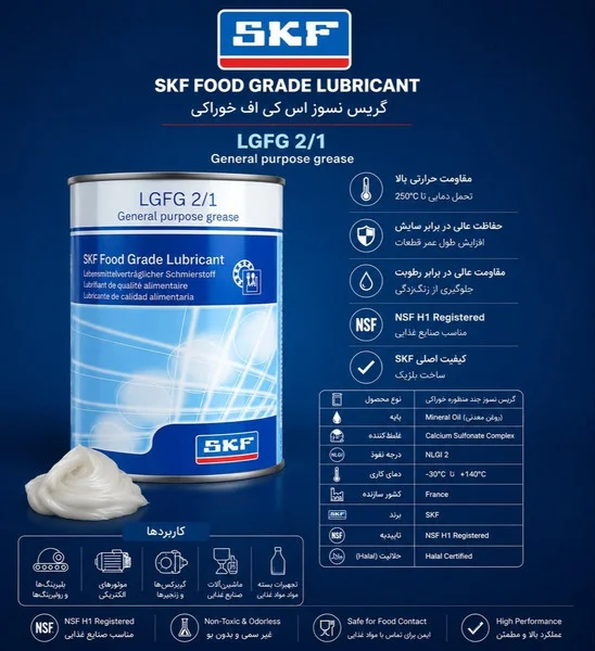 تصویر محصول - تصویر محصول گریس گرید غذایی 1 کیلوگرمی اس کی اف اصلی کد SKF LGFP 2/1