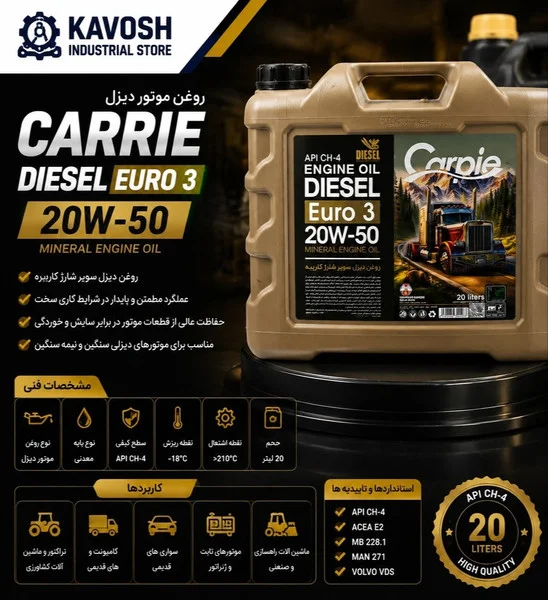 تصویر محصول - تصویر محصول روغن موتور دیزلی کارپی اصلی مدل Carpie Supercharge 20W-50 حجم 20 لیتری